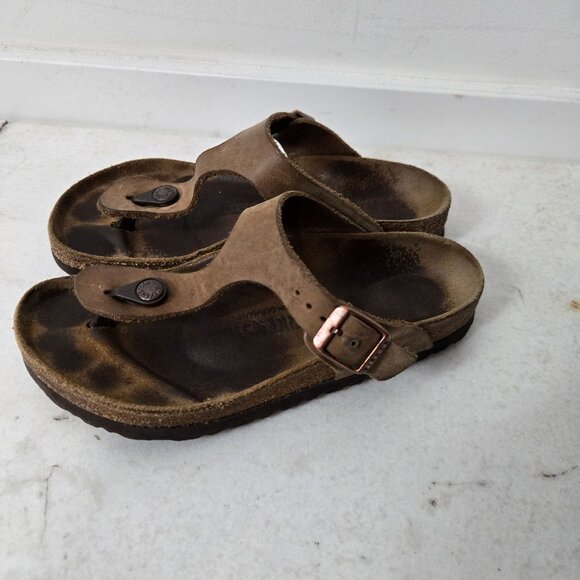 Birkenstock Women's Size US 5/EU 36 Gizah Brown Leather Birko Flor Thong Sandals - Picture 1 of 10
